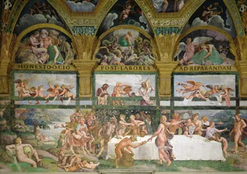 Cámara de Cupido y Psique, preparativos del banquete de los dioses para las bodas de Cupido y Psique