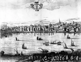 Vista del río Támesis desde Southwark, 1650