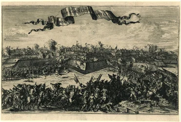 Conquista de Coevorden el 30 de diciembre de 1672
La conquista de Coeverde con Cast[eel] (título en el objeto)