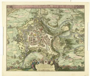Bombardeo van Luxemburg puerta de maarschalk de Créquy, 1684 Luxemburgo, plomo. apellido metrópoli un principe chimaceno esfuerzo definitivamente registro Pero las armas de la Galia lo ocuparon. 4 de junio Año. 8834 (título sobre objeto)