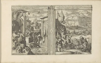 ceremonias doop; Berg van Abessinië Doop Ceremonien / Ceremonias del bautismo de los abissins y moscovitas, etc. // Abyssiner Bergh / Abissinie Mountains, etc. (título sobre el objeto) Las Indias Orientales y Occidentales y otros lugares (título de la seri