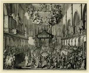 Coro de la Abadía de Westminster con el funeral de la reina, 1695 In