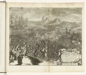 Viaje nocturno de los soldados españoles a Duiveland, 1575 Admirable Pas[s]age des Espagnols en Zelande (título sobre objeto) Guerres de Flandres (título de la serie)