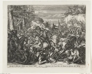 Batalla entre Habsburgo y Turcos en los Bosques de Viena Apertura y paliza de los turcos aent Weener Wald (título sobre objeto)