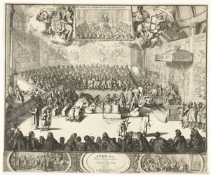 Zitting van het Lagerhuis conoció a koningin Anna op de troon, 1702 Ana, D.G. La Reina de Gran Bretaña, así como los Grandes Príncipes de Inglaterra Confesaron (título sobre el objeto)