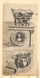 Diseños para un capitel, sarcófago y relieve