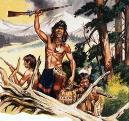 Indio americano con rifle