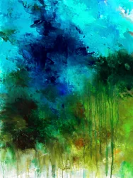 Abstracto en azul y verde vibrantes