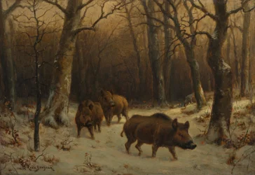 Jabalíes en la nieve, ca. 1872-77