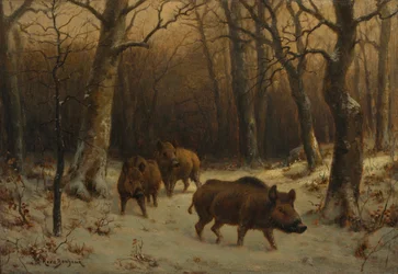 Jabalíes en la nieve, hacia 1872-1877.