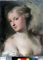 ""Diane"" (Diana) Pintura al pastel de Rosalba Giovanna Carriera (1657-1757) alrededor de 1746 Museo Pushkin, Moscú