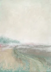 Paisaje en tonos pastel y brumosos