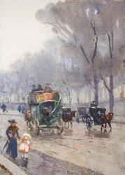 Park Lane con Omnibus (acuarela)