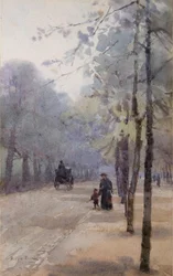 La avenida arbolada (acuarela)