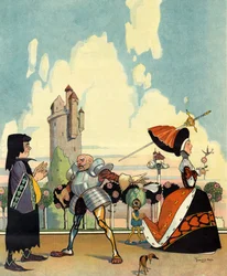 Como era en 1400", portada de "Puck", julio de 1910 (litografía en color)