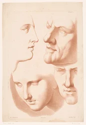 cabezas de hombre y mujer Principios del dibujo de la naturaleza, segunda parte (título de la serie) IIe Cahier de Principes du Design d