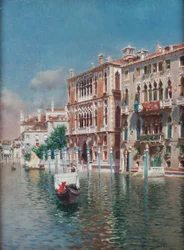 Una góndola frente al Palazzo Cavalli-Franchetti y Palazzi Barboro, Venecia
