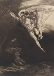 Lucifer lleva a Caín al espacio finito, de Ocho grabados sobre Caín de Byron, ..., 1919-1920