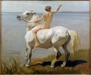 Niño en caballo blanco
