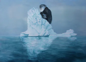 Chimpancé sobre un iceberg