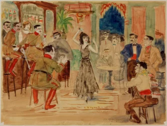 Escena de baile en un bar