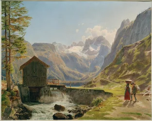 El Dachstein en el Salzkammergut desde el lago Gosau anterior