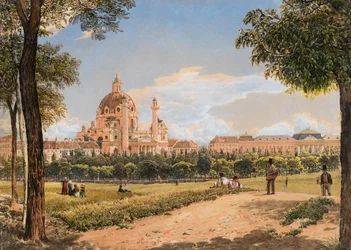Vista de la Iglesia de San Carlos y el Instituto Politécnico en Viena, 1831