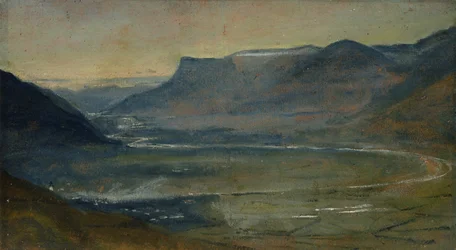 Vista de Etschtal en el Mendel (óleo sobre papel y cartón)