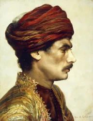Retrato de perfil de un hombre con turbante rojo, 1882