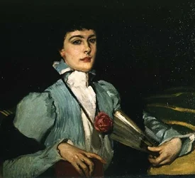 Retrato de la esposa del artista con un abanico