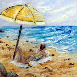 Día de playa, 2022 (óleo sobre cavas)