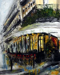 Café de Flore Evening París, 2021 (óleo sobre lienzo)