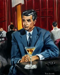Cary Grant en North by Northwest, 2023 (óleo sobre lienzo)
