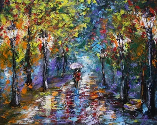 Paseo vespertino, 2016 (óleo sobre lienzo)