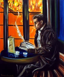 Caballero en un café de París, 2025 (óleo sobre lienzo)