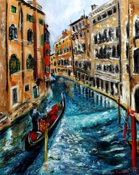 Góndola en Venecia Italia II, 2023 (óleo sobre lienzo)
