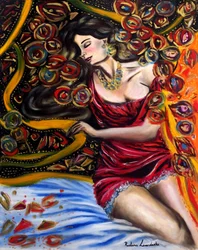 Her Shimmering Dreams, 2025 (óleo sobre lienzo)