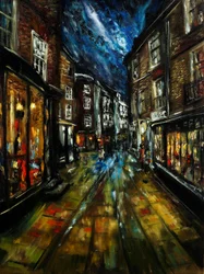 Moon Kissed Streets of York, 2021 (óleo sobre lienzo)