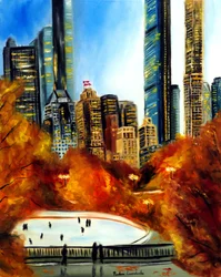 Central Park de Nueva York en otoño, 2023 (óleo sobre lienzo)