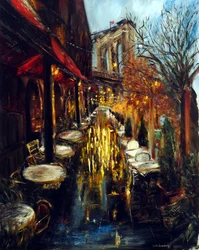 Una noche en Dumbo Nueva York, 2020 (óleo sobre lienzo)