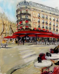 Cervecería parisina Cafe Triadou Haussmann, 2021 (óleo sobre lienzo)