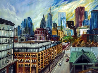 Rooftop Cityview of Toronto, 2021 (óleo sobre lienzo)
