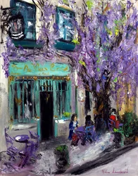 El Café Púrpura en París Francia, 2022 (óleo sobre lienzo)