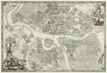 Mapa de Petersburgo para el 50 aniversario de la fundación de San Petersburgo, 1753