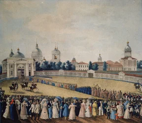 Visita del Zar Alejandro I en el Monasterio Alexander Nevsky, 1821
