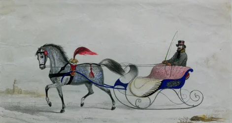 Trineo tirado por caballos (detalle digital)