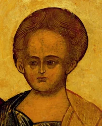 Icono que representa la cabeza de Cristo, c.1550 (detalle)