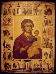 Icono que representa a la Virgen y el Niño (temple y pan de oro sobre panel)