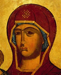 Icono que representa la cabeza de la Virgen, c.1550 (detalle)