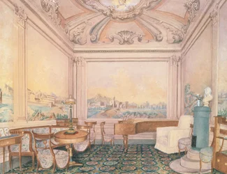 Interior de la sala de recepción en una casa señorial, 1840-50s